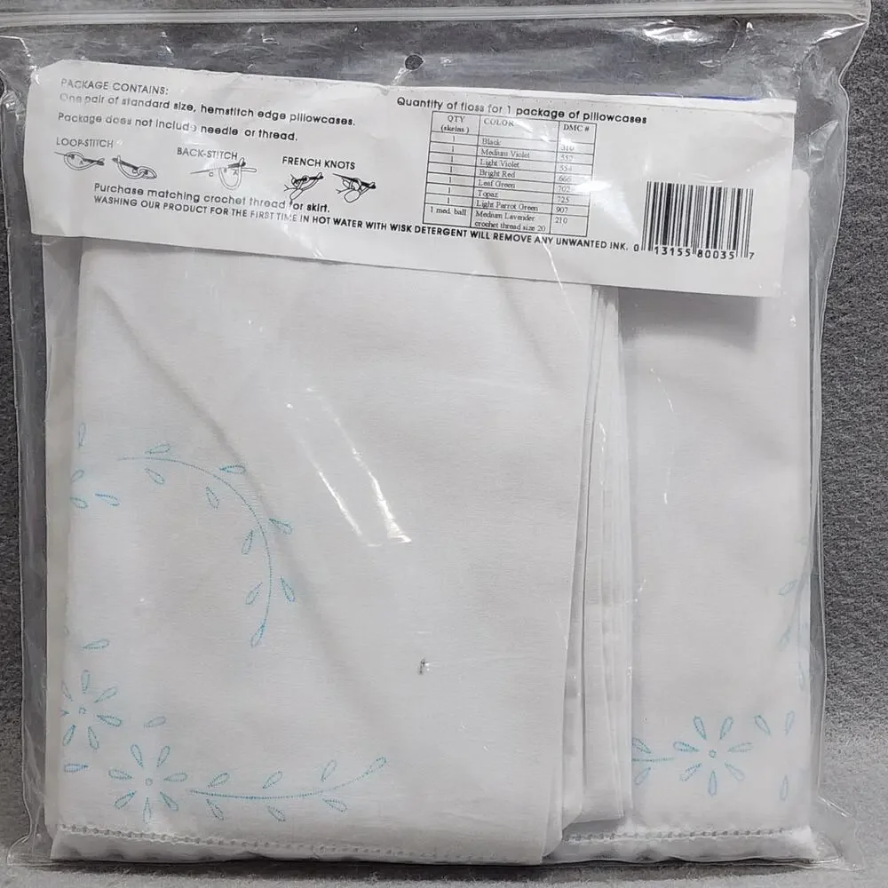 Peacock Hemstitch Edge Pillow Cases Crochet Embroidery Jack Dempsey Needle Art